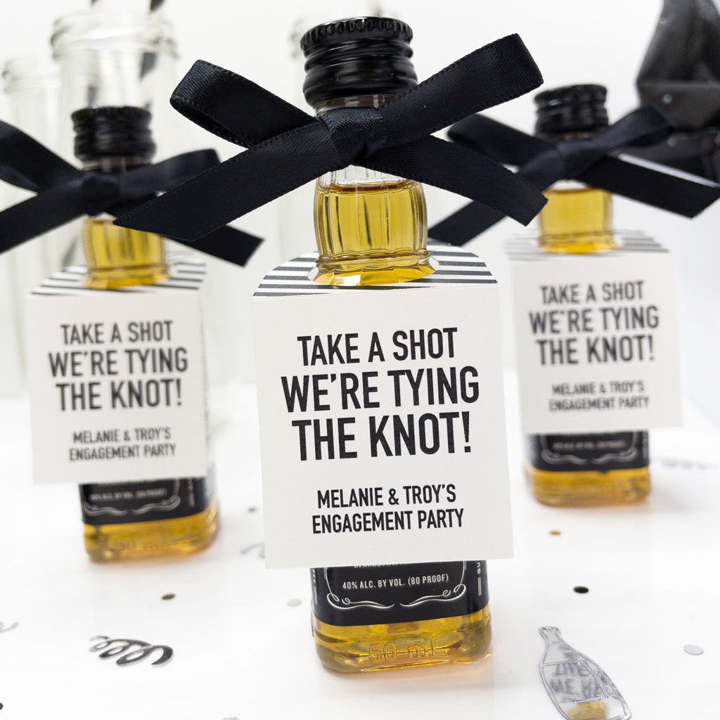 Take a Shot We're Tying the Knot Engagement Party Favor Tags-mini bottle tags-Paper Cute Ink