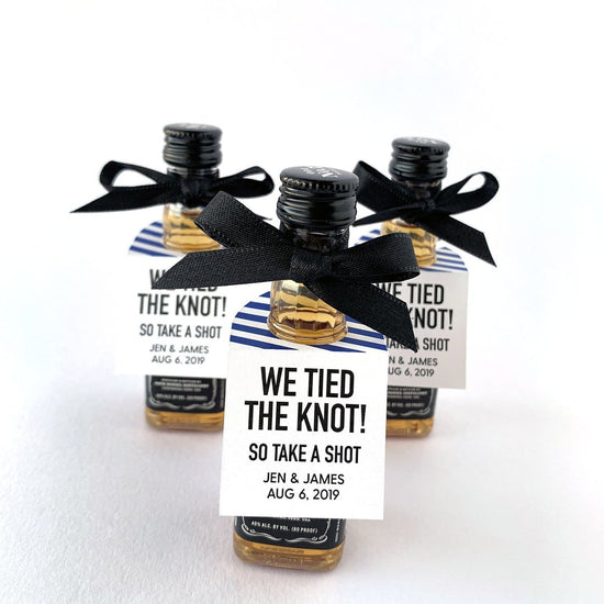 Take a Shot We Tied the Knot Mini Bottle Tags Wedding Favors-mini bottle tags-Paper Cute Ink