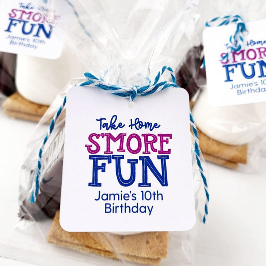 Take Home Smore Fun Birthday Party Tags
