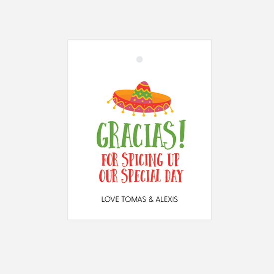 Gracias For Spicing Up Our Special Day Tags