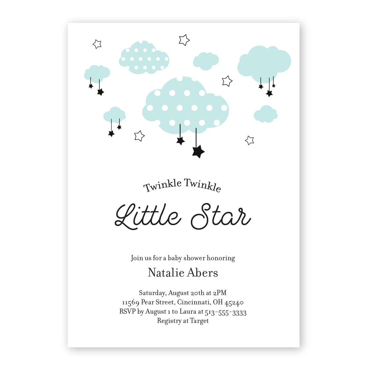 Twinkle Twinkle Little Star Baby Shower Invitations