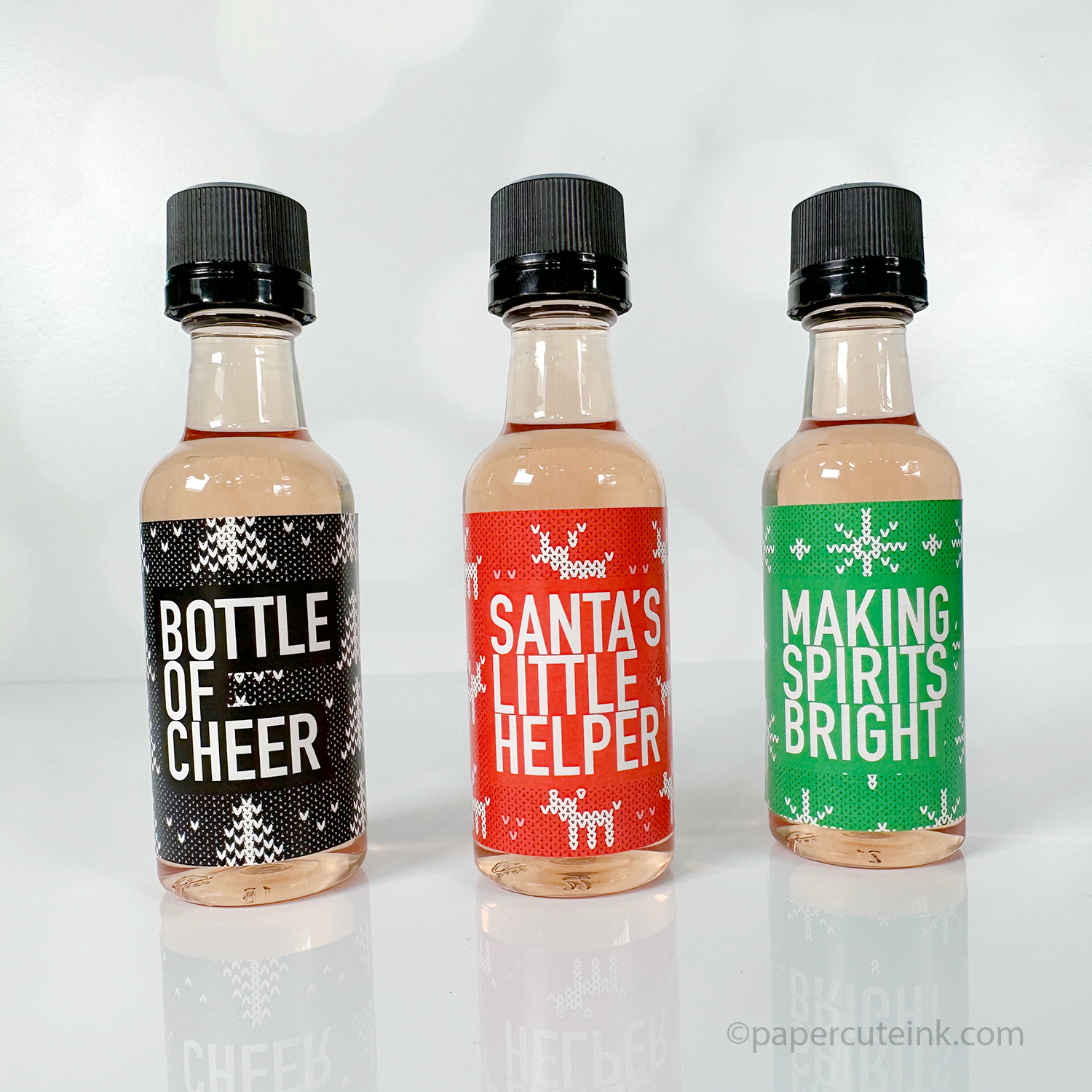 making sprits bright holiday mini liquor bottles with labels