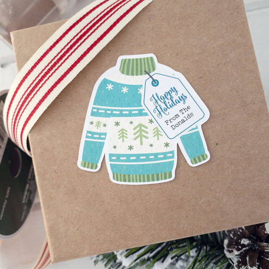 Ugly Sweater Gift Wrapping Stickers-holiday gift labels-Paper Cute Ink