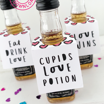 Hearts Valentines Day Party Mini Liquor Tags