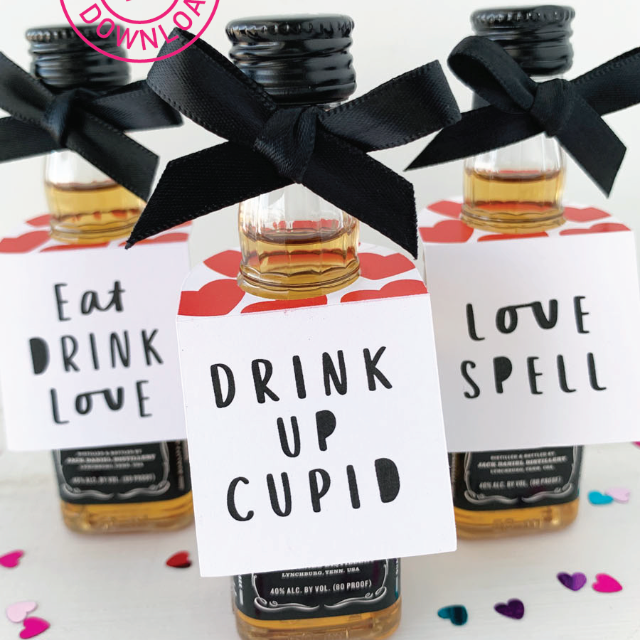 Valentines Day Party Mini Alcohol Tags