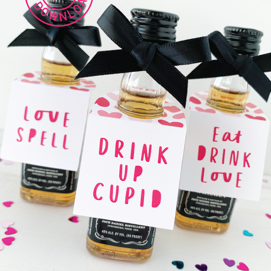 Galentine's Day Mini Liquor Tags-instant download-Paper Cute Ink