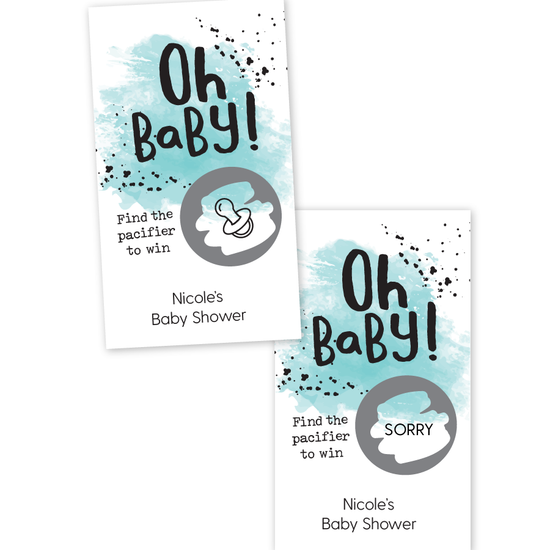 Oh Baby Watercolor Baby Shower Scratch Off Game