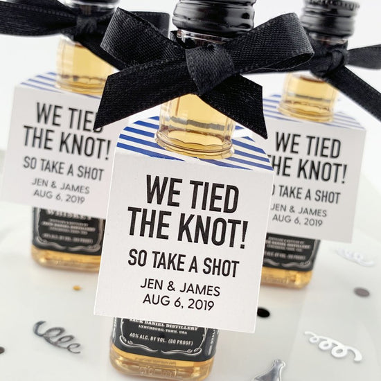 Engagement party favor tags Take a Shot We Tied the Knot Mini Bottle Tags Wedding Favors
