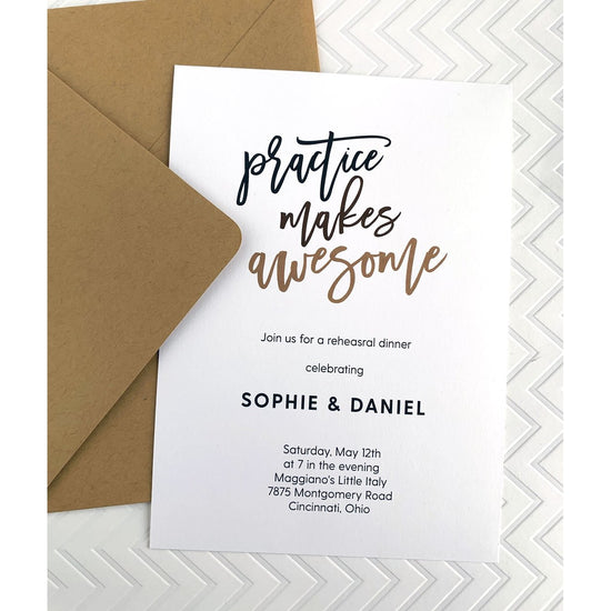Practice Makes Awesome Rehearsal Dinner Invitation-Paper Cute Ink