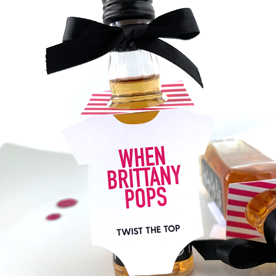 when she pops, mini drink tag favors