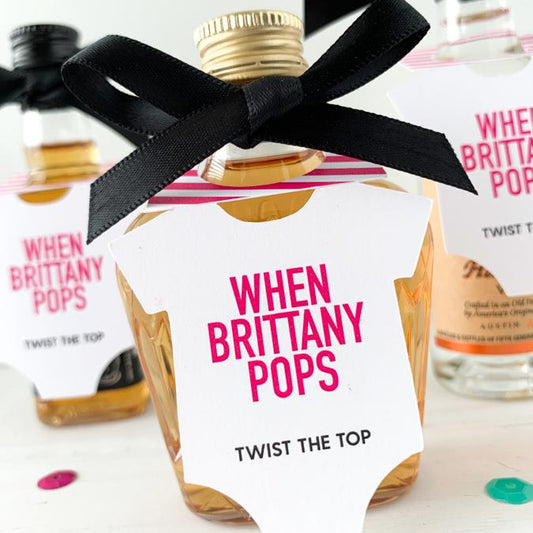 baby shower favor tags, when she pops