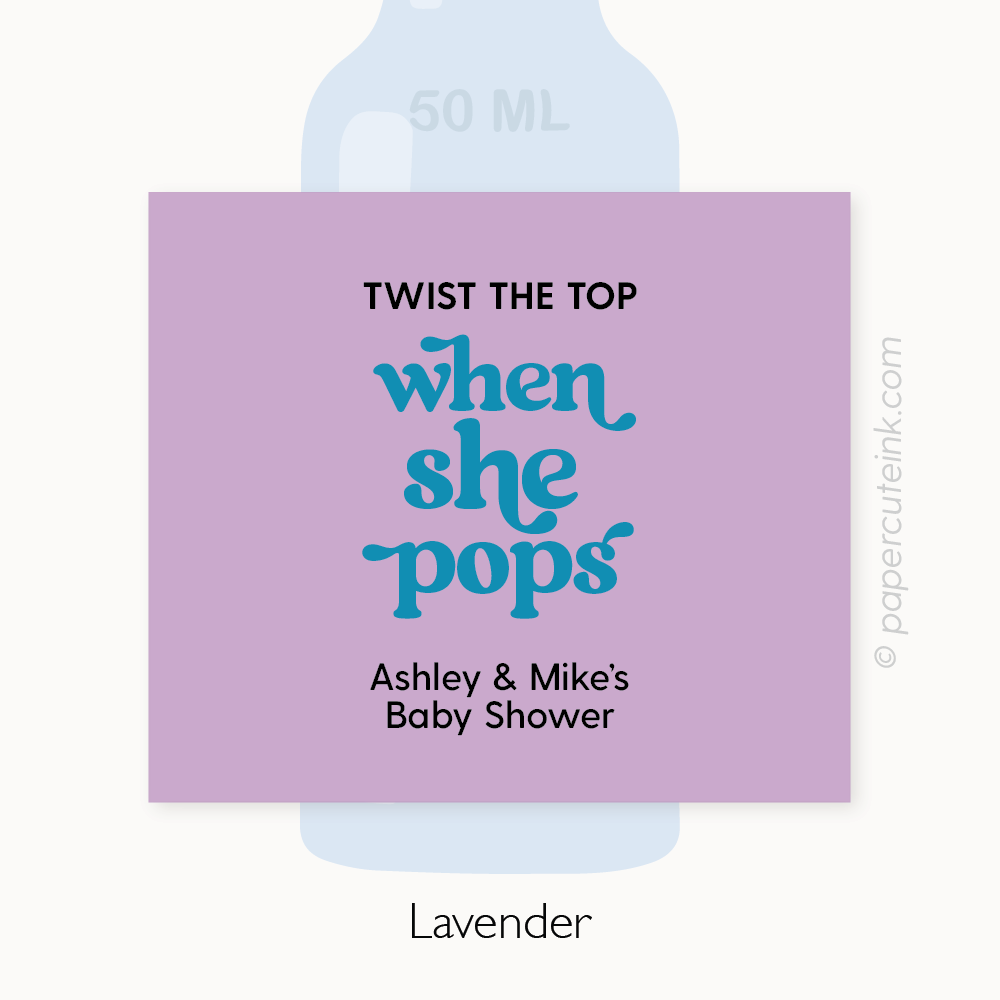 when she pops baby shower stickers for miniature liquor bottles