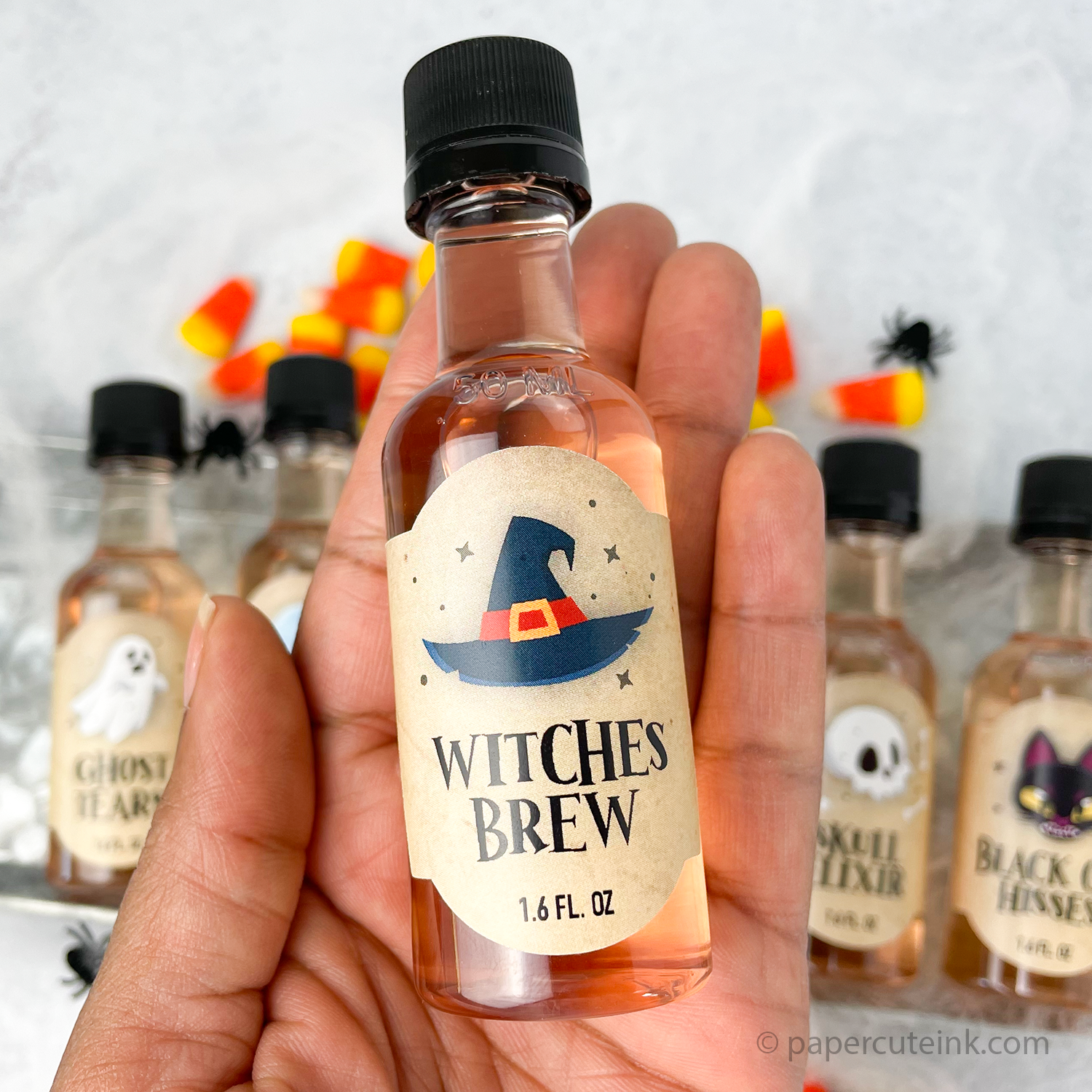 witches brew halloween wine bottle labels