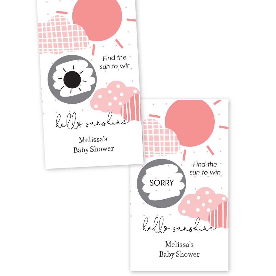You Are My Sunshine Baby Shower Scratch Off Game
