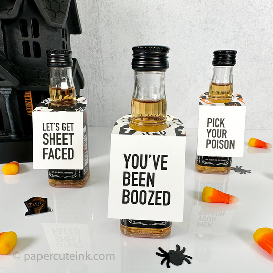 halloween party favors mini liquor bottle tags